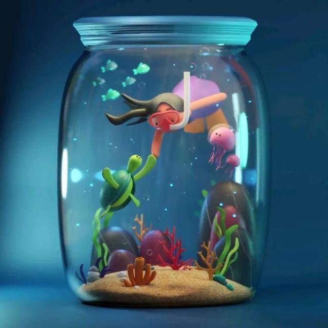 Whimsical Ocean in a Jar