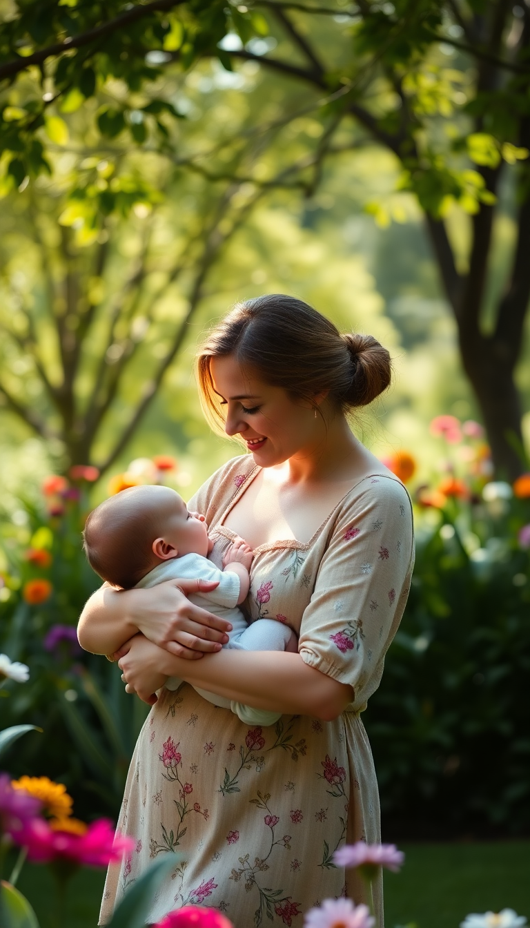 Mother and Baby in Garden